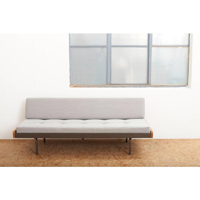 Daybed with Brown Lacquered Metal with Oak Trim Frame, Holland, 1970 For Sale - Image 10 of 11