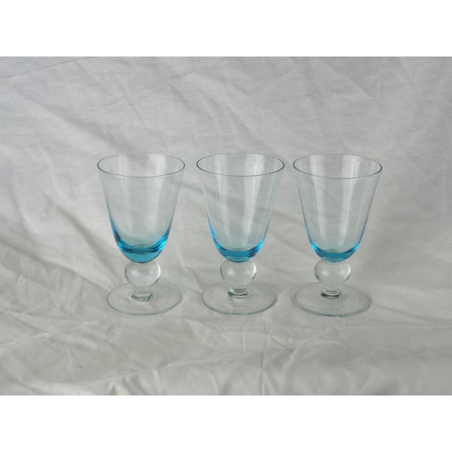 1970s 1970s French Blue Smoked Wine Glasses - Set of 3 For Sale - Image 5 of 10