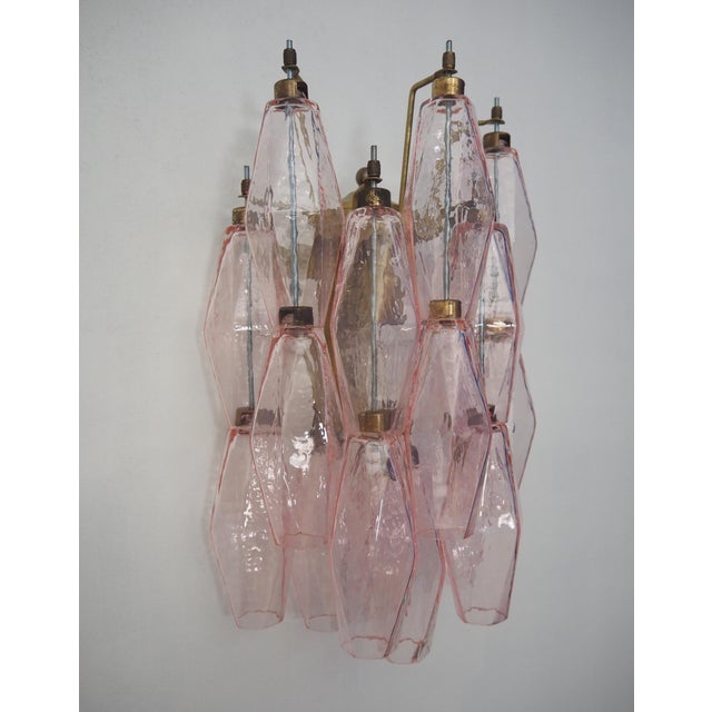 1990s Vintage Italian Poliedri Pink Glass Wall Sconces, 1990, Set of 2 For Sale - Image 5 of 13