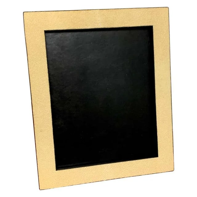 Animal Skin Late 20th Century French Modern Shagreen & Calfskin Leather Frame, Blanc For Sale - Image 7 of 7