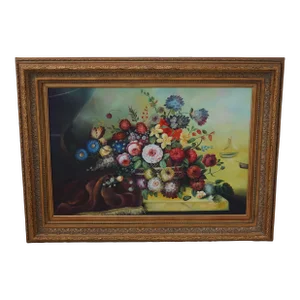 Stunning Framed Floral Still Life on Canvas