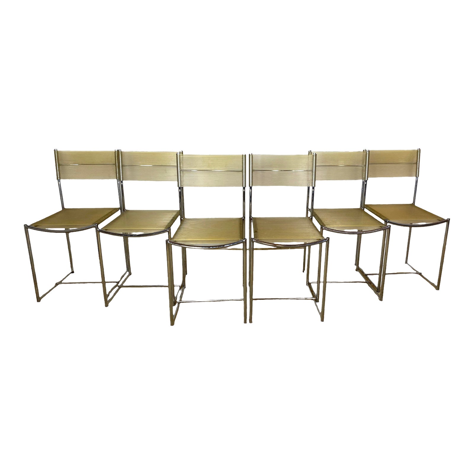 1970s Mid-Century Italian Chrome Spaghetti Chairs Set of 6 | Chairish