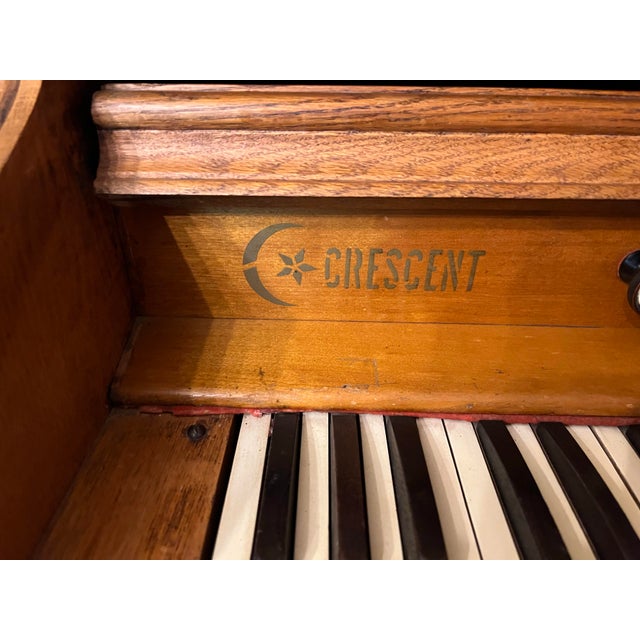 Wood 1890s Crescent Oak Pump Organ Made for Harding & Miller For Sale - Image 7 of 12
