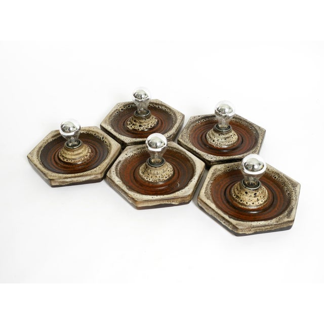 Beige Hexagonal Fat Lava Ceramic Wall Lamps from Hustadt Leuchten, Germany, 1960s, Set of 5 For Sale - Image 8 of 18