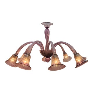 Myran Allan Luxury Lighting Italian Mouth-Blown Amethyst Myran Glass Chandelier For Sale