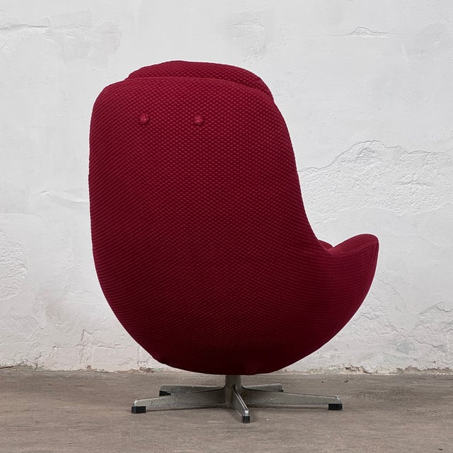 Vintage Burgundy Swivel Chair from Up Závody, 1960s For Sale - Image 4 of 11