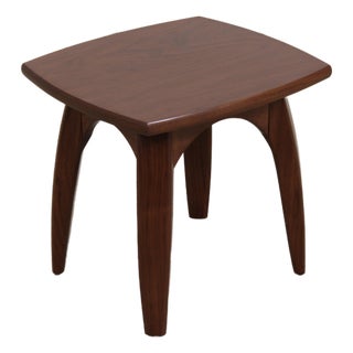 Mid Century Modern Walnut Table or Stool For Sale