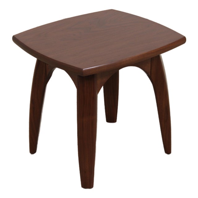 Mid Century Modern Walnut Table or Stool For Sale
