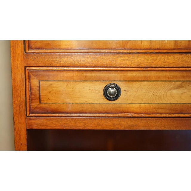 Vintage Burr Yew Wood Bedside Table with Drawers with Butlers Serving Tray For Sale - Image 12 of 18