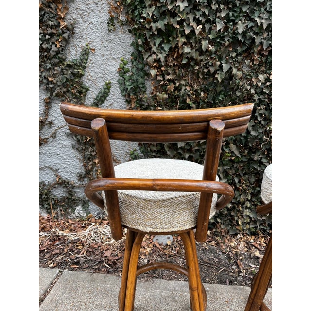 Brown Paul Frankl Attributed Bamboo Stools - A Pair For Sale - Image 8 of 10