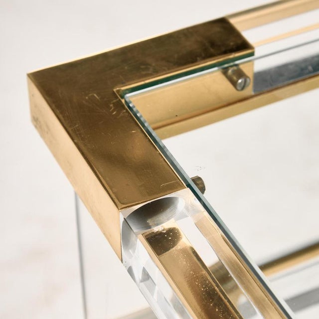 Brass and Acrylic Glass Console Table from Fabian, 1970s For Sale - Image 6 of 18