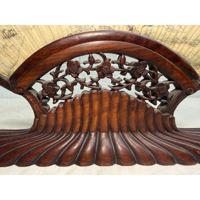 19th Century Antique Early 1800's Chinese Qing Dynasty Hand Painted Hand Fan Carved Wood Base For Sale - Image 5 of 18