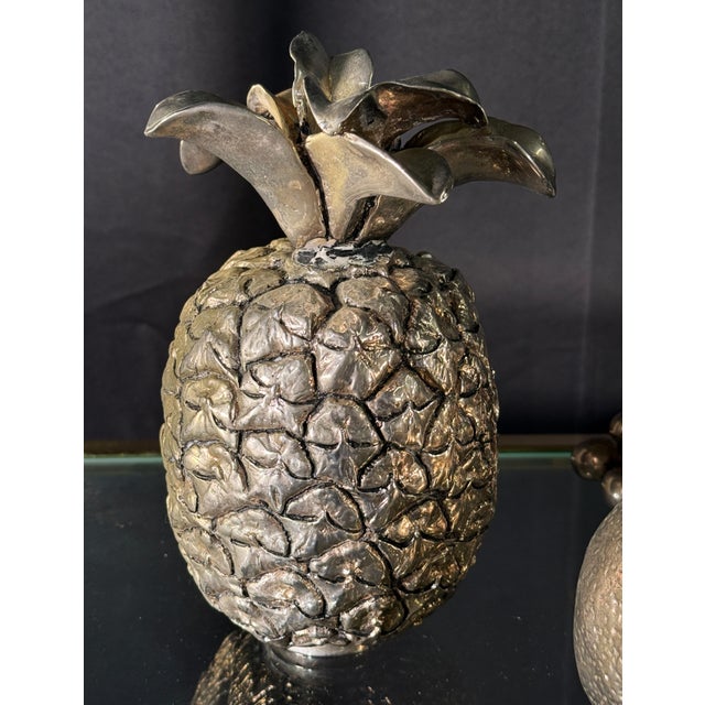 Mid 20th Century Collection of Silver Plated Decorative Fruit Sculptures Mid-Century - Set of 7 For Sale - Image 5 of 11