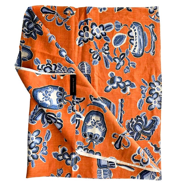 Jim Thompson Linen Fabric Kalong Vases in Persimon, 1 Meter For Sale - Image 10 of 16