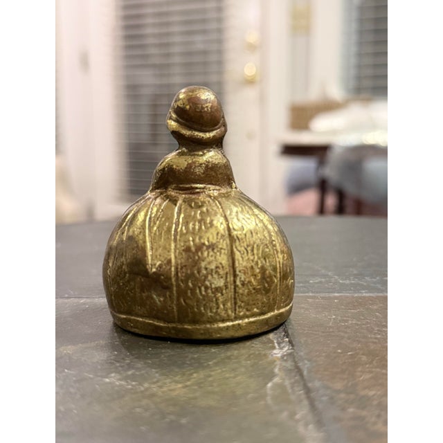 Charming vintage solid brass Southern Belle bell featuring a beautifully detailed lady wearing a bonnet and flowing full...
