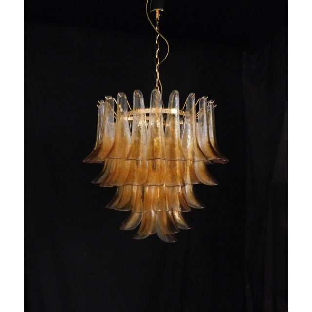 Vintage Murano Chandelier with Handmade Amber Petal-Shaped Glass, 1970s For Sale - Image 9 of 11