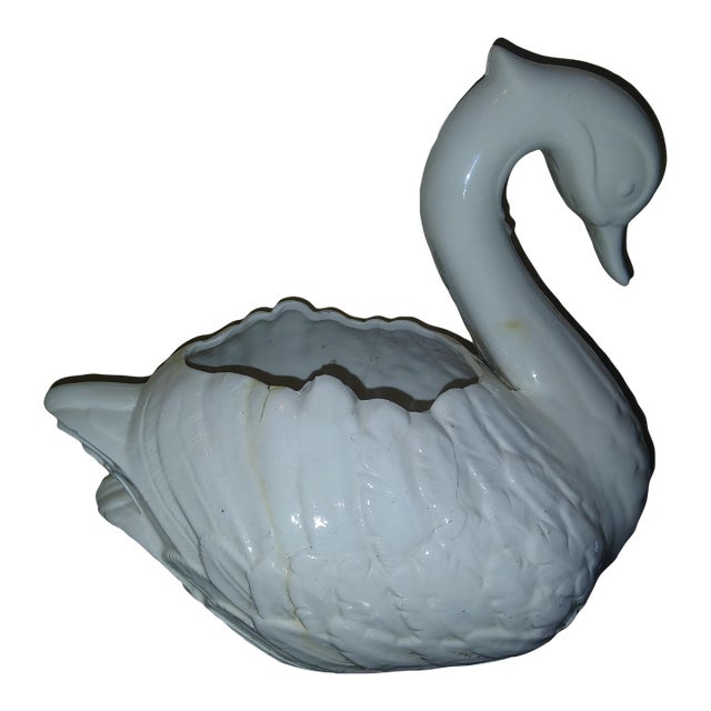Vintage Ceramic Swan Planter For Sale