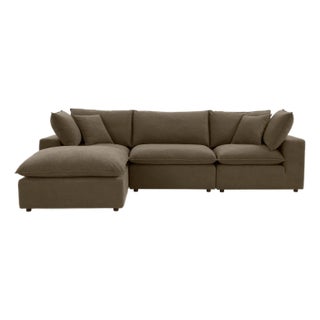 Cali 4-Piece Chocolate Brown Performance Velvet Sectional For Sale