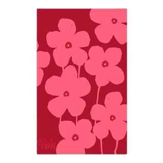 Red and Deep Salmon Flowers Fine Art Print 24" X 38" by Liz Roache For Sale