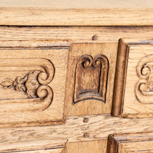 Brown 19th Century Large French Carved Bleached Oak Sideboard Buffet For Sale - Image 8 of 18