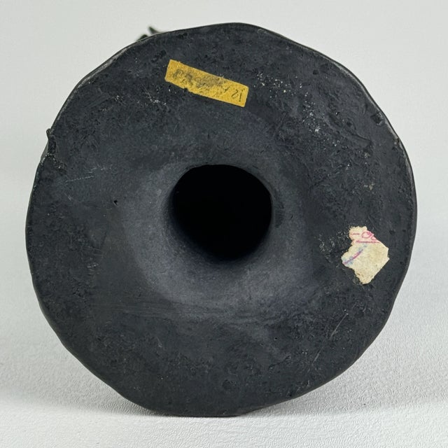 Vintage Ceramic Statue of a Queen in Charcoal Black Hue Holding Book For Sale - Image 12 of 12