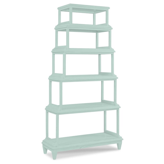 This is a made to order item with a 8-10 week lead time. The color is Benjamin Moore Palladian Blue. A stately etagere of...