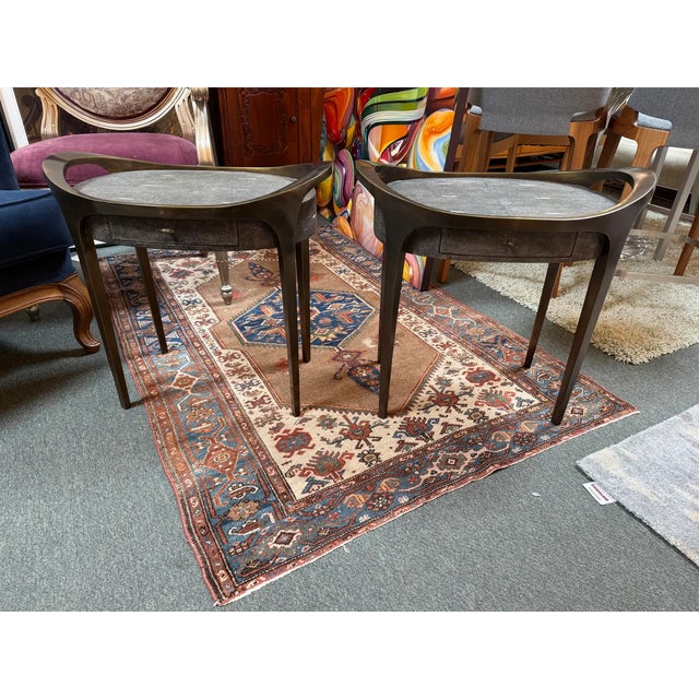 Early 21st Century R & Y Augousti Black Shagreen Side Tables, Pair For Sale - Image 5 of 11
