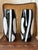 Fabulous Pair of Modernist Black and White Ceramic Vases, Made in Japan. White textured lava-like abstract shapes on bases...