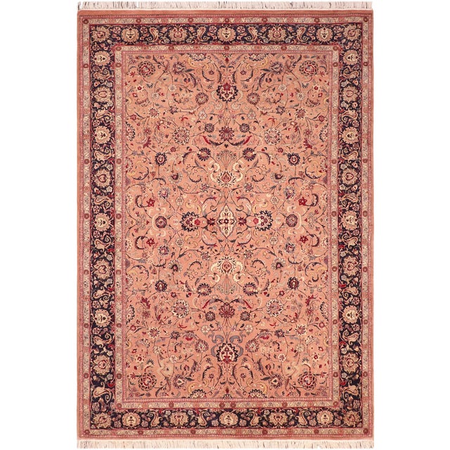 Shabby Chic Floral 1990's Pak-Persian Pink/Blue Wool Rug - 6'2'' X 9'4'' For Sale - Image 9 of 9
