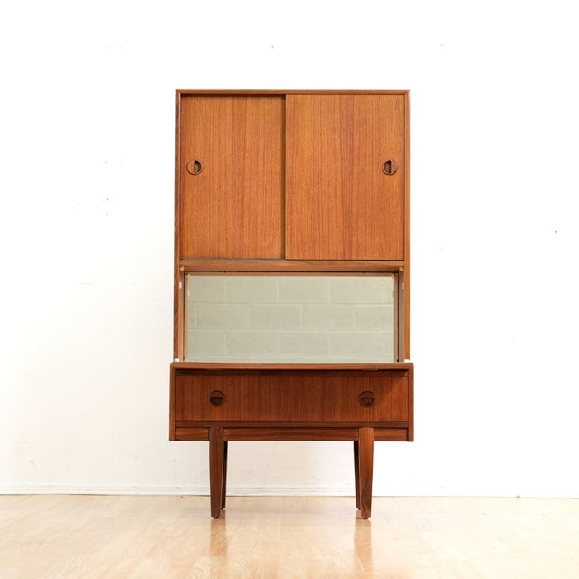 Contemporary Mid Century Liquor Cabinet Wall Unit by Turnidge of London For Sale - Image 3 of 10
