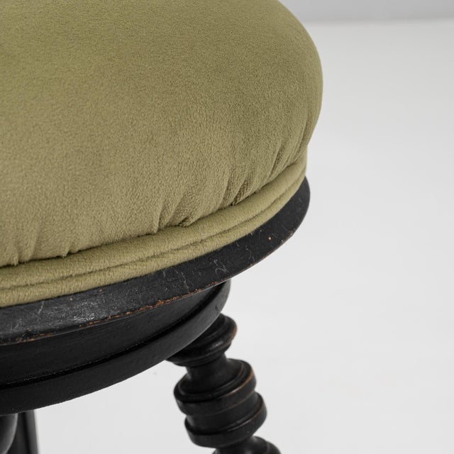 Black 1920s French Victorian Upholstered Piano Stool with Turned Legs For Sale - Image 8 of 18