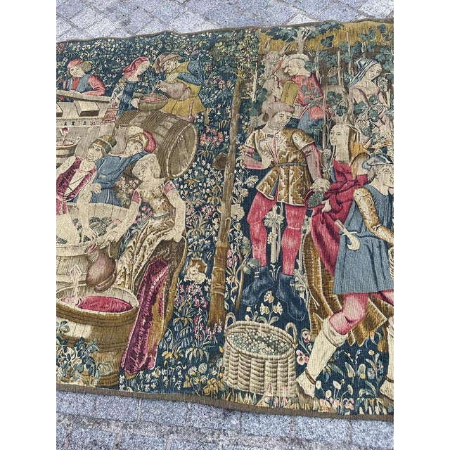 Vintage French Hand Printed Tapestry Vendanges Design, 1950s For Sale - Image 14 of 18