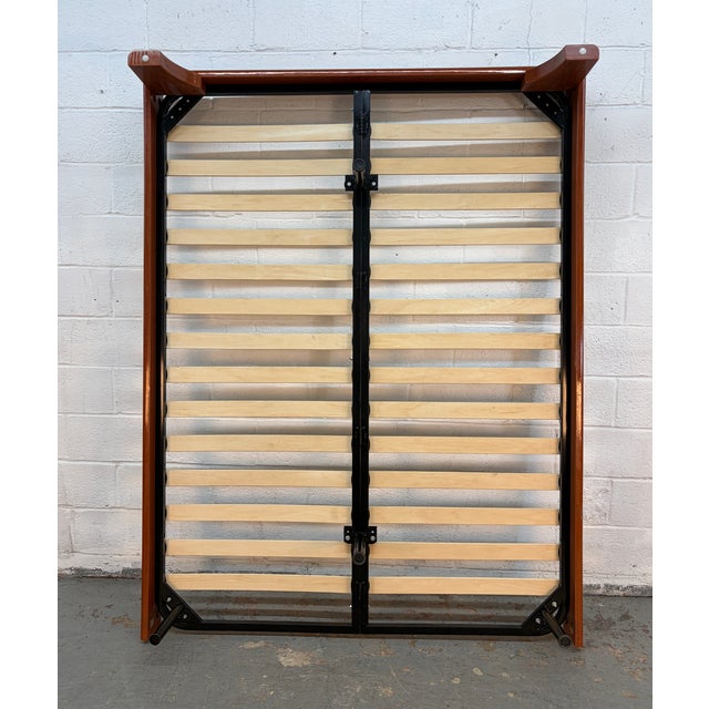 1990s Beautiful Modern Lacquered Cherry Platform Bed With Storage Headboard For Sale - Image 15 of 15