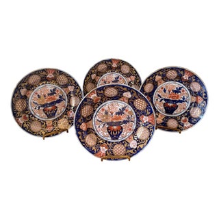 Small Antique Japanese Imari Plates, 1890, Set of 4 For Sale
