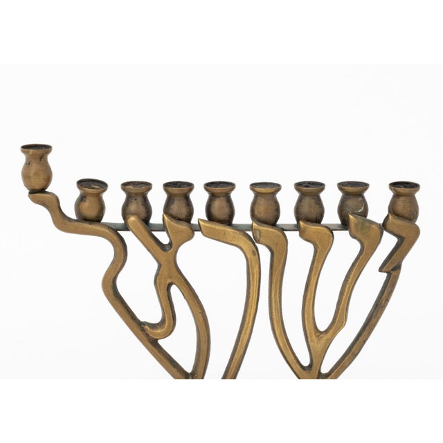 Religious Collection of Three Judaica Brass Candelabra For Sale - Image 3 of 18