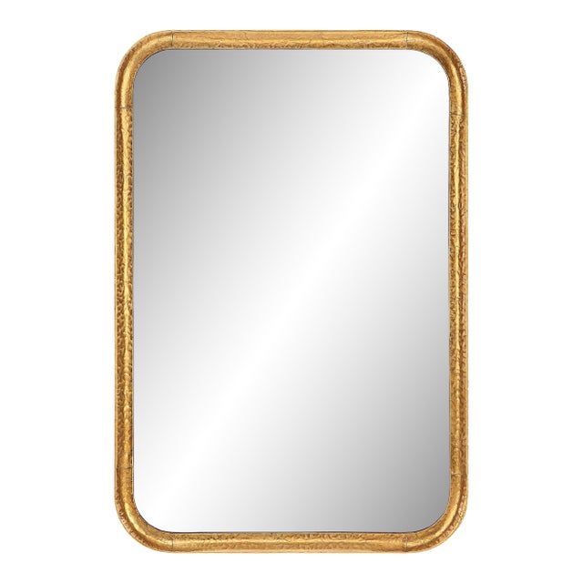 Textured Gold Leaf Sloped Cornered Mirror For Sale