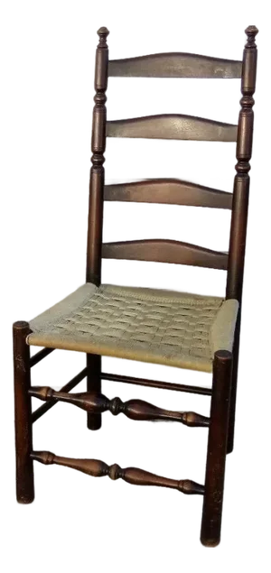 Antique 19th Century American Primitive Four Slat Ladderback Chair - 43”