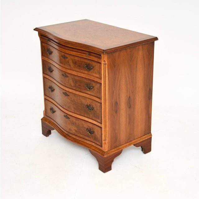 Wood Vintage Georgian Burr Walnut Chest of Drawers, 1930s For Sale - Image 7 of 12