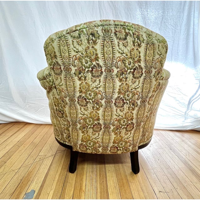 Goldenrod Set of Vintage Louis XV Bergere Style Chairs With Carved Walnut Frames & Brocade Upholstery. For Sale - Image 8 of 14