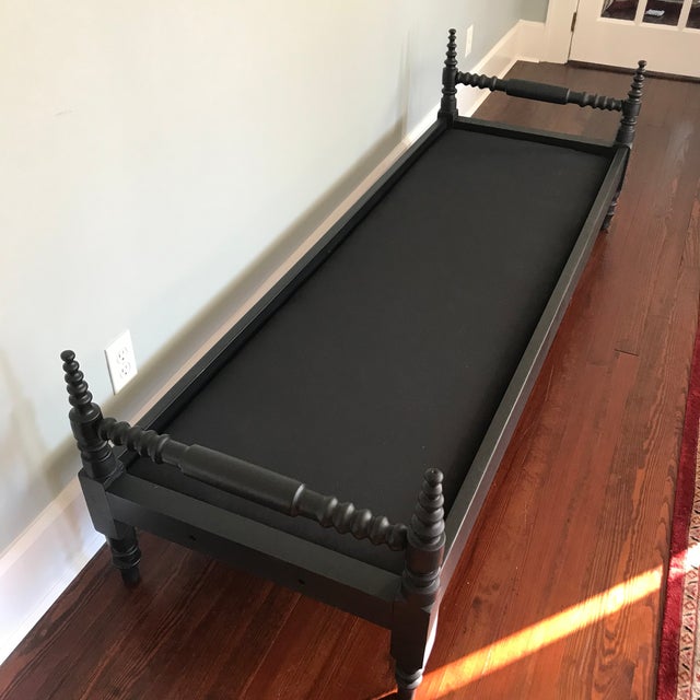 Black Antique Spool Daybed Bench With Linen French Mattress Chairish