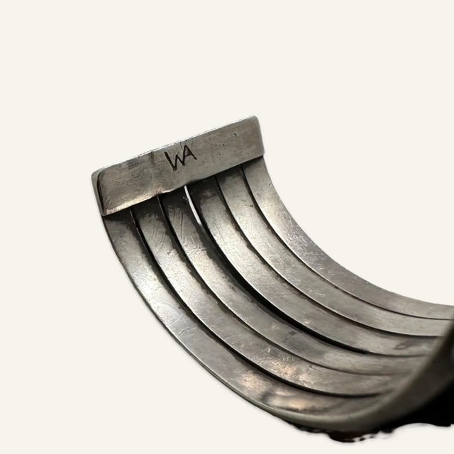 Mid 20th Century Silver and Turquoise Cuff Bracelet by Navajo Wilbur Anderson For Sale - Image 4 of 5