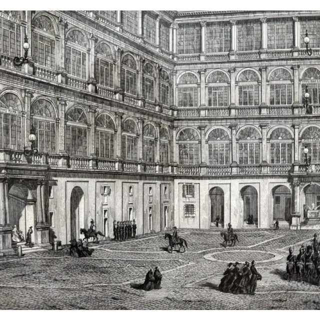 19th Century Engraving of the Court of San Damaso in Vatican City For Sale In Raleigh - Image 6 of 16