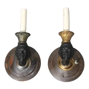 19thc Italian Venetian Gilt Bronze Wall Sconces a - Pair