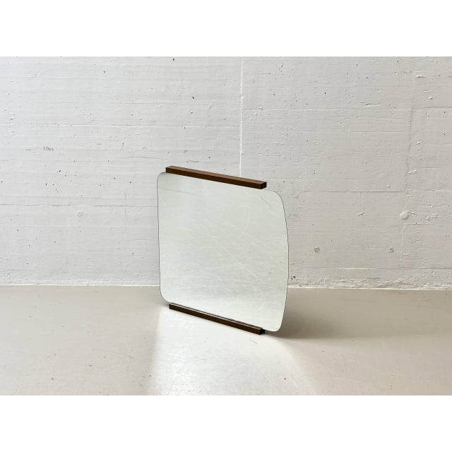 Minimalist Wall Mirror with Wooden Frame, 1970s For Sale - Image 6 of 12