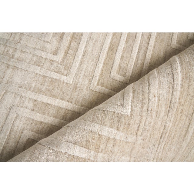 Exquisite Rugs Exquisite Rugs Castelli Handmade Bamboo Silk & Cotton Beige Rug-10'X14' For Sale - Image 4 of 7