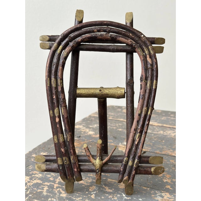 Early 20th Century Antique Adirondack Twig Picture Frame, Circa Early 20th Century + Vintage Photograph of Two Men on a River, Circa Early 20th Century For Sale - Image 5 of 12