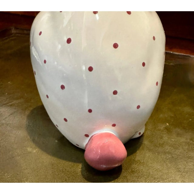 Mid 20th Century Tiffany & Co. Austria Ceramic Bunny Bank With Original Key – White & Pink For Sale - Image 11 of 12
