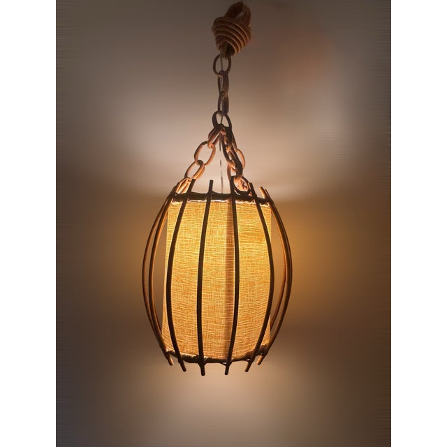 Wicker Pendant Light from Louis Sognot, 1960s For Sale - Image 9 of 10