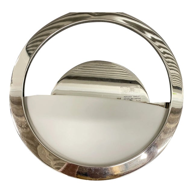 Transitional Sconce Polished Chrome and Frosted Glass For Sale