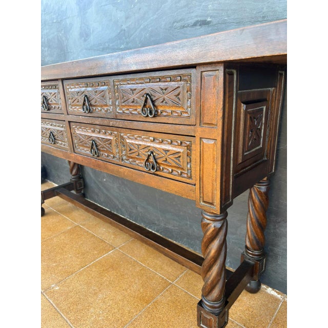 Spanish Renaissance Style Console Table with Spiral Turned Legs, 1920s For Sale - Image 6 of 11